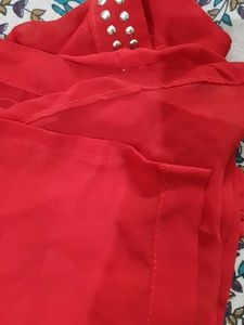 Chic Red Embellished Blouse