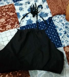 Stylish Black Halter Neck Top