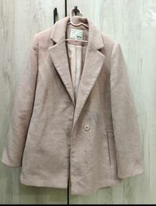 Elegant Blush Pink Single-Button Coat