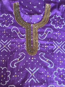 Purple Bandhani 3Pc Kurta Set with Dupatta