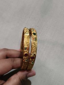 Elegant Gold Tone Bangles with Stones