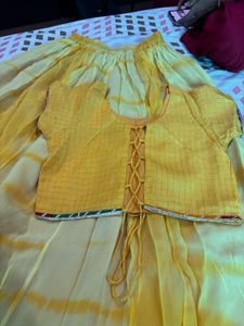 Yellow choli combo mummy daughter