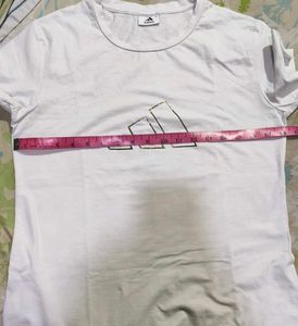 Adidas White T-Shirt with Gold Logo