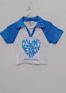 Cute Blue &amp; White "Down to Earth" T-Shirt