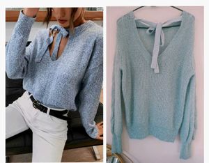 Stylish Blue Knit Sweater