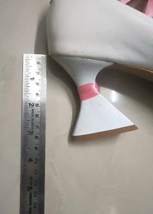 Chic White Heels with Pink Ribbon Detail