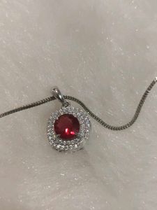 Diamond and ruby pendant set
