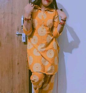 Stylish Orange Kurta Set with Dhoti Pants