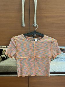 Cropped Multicolor Ribbed Top