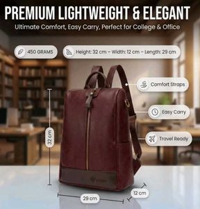 100%PURE PREMIUM Vegan Leather Maroon Backpack