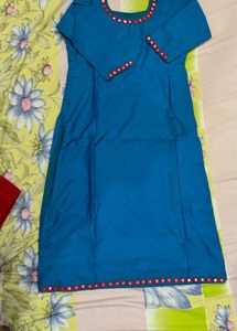 Blue Kurta Set with Red Pants