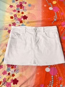 GUESS White Denim Mini Skirt