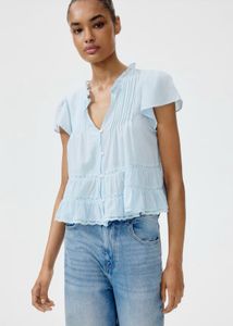 H&amp;M Light Blue Ruffle Tiered Top(never worn)