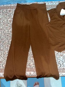 Brown Sleeveless co krd set with Matching Pants