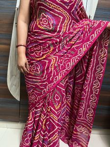 mesh beautiful chunri bhandej saree