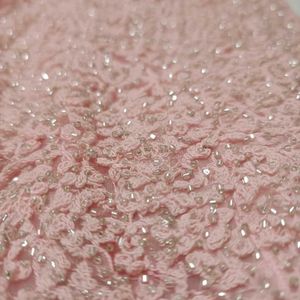 Elegant Pink Embellished Dress Fabric