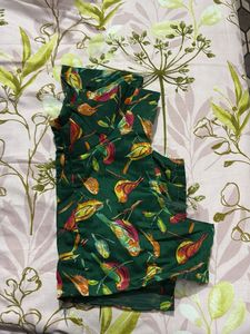 Green Saree with Tassels and blouse