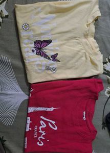 Combo of Yellow & rose pink t-shirts 🌷