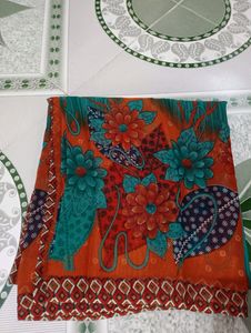 Sea Green Printed Saree With Unstitched Blouse