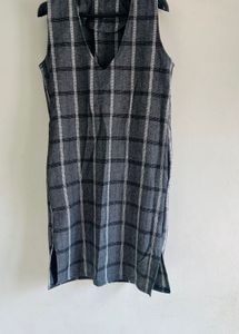 Black& White Checks Winter Sweater Dress One Piece