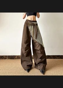 Unique Brown Wide Leg Pants with Lace Detail