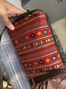 Boho Red Patterned Crossbody Bag