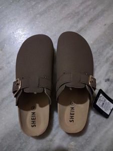 Stylish Brown Clogs with Buckle Detail