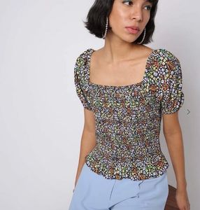 Floral Smocked Puff Sleeve Top