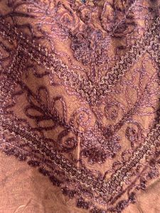 Embroidered Brown Sleeveless Kurta Top