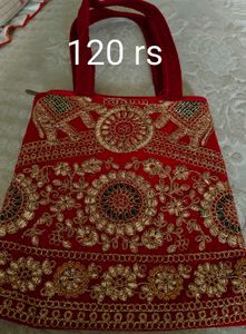 Embroidered Red Clutch Combo Set