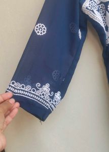 Elegant Navy Blue Embroidered Kurta