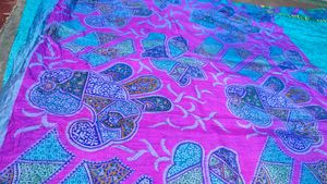Vantage  Blue Saree with Pink Border