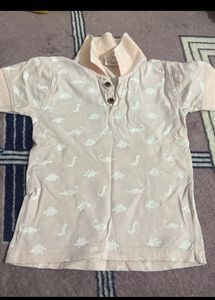 Cute Dinosaur Print Top and Denim Shorts Set