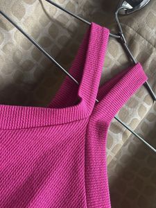 Hot Pink Ribbed Halter Crop Top