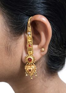 Gold-tone Ear Chain with Heart Detail