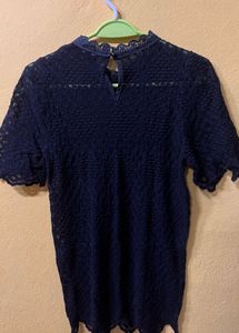 Black Textured Sleeve Top