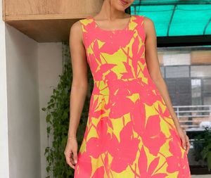 Vibrant Floral Print Sleeveless Dress
