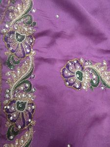 Elegant Purple Embroidered heavy Saree
