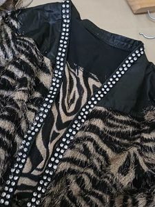 Bold Zebra Print Faux Fur Jacket
