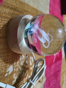 Crystal Ball Lamp with Wooden Base