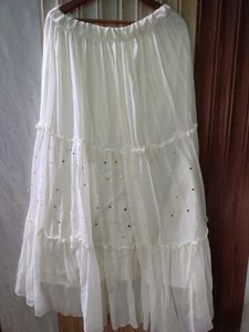 elegant white mirror work lehnga and yellow mirro