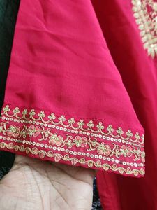 Embroidered Pink Kurta with Palazzo and Duppata
