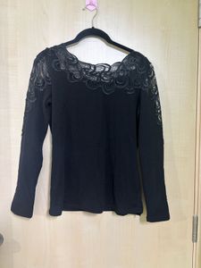 Elegant Black Lace Trim Top