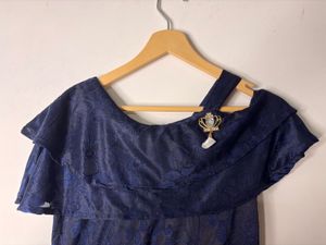Elegant Navy Blue Floral Maxi Dress