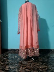 Unstitched Party Wear Ethnic Gown With Beautiful E