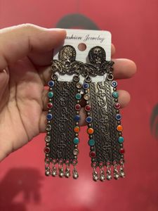 Vintage Oxidised Boho Earrings | Multicolour
