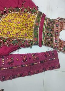 Garba dress pink Embroidered Lehenga Choli Set