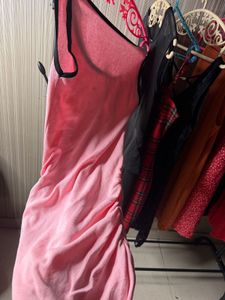 Cute Pink Ruched Mini Dress