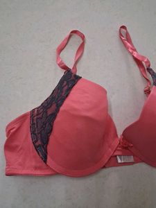 36C Coral Lace Trim Bra