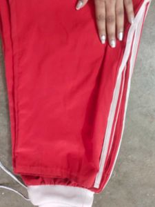 Red Wide Leg Track Pants